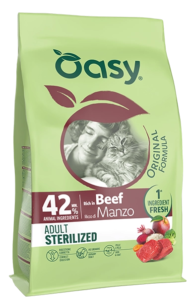Oasy Original Adult Sterilized Beef Dry Cat Food 1.5kg - 1.5kg bag