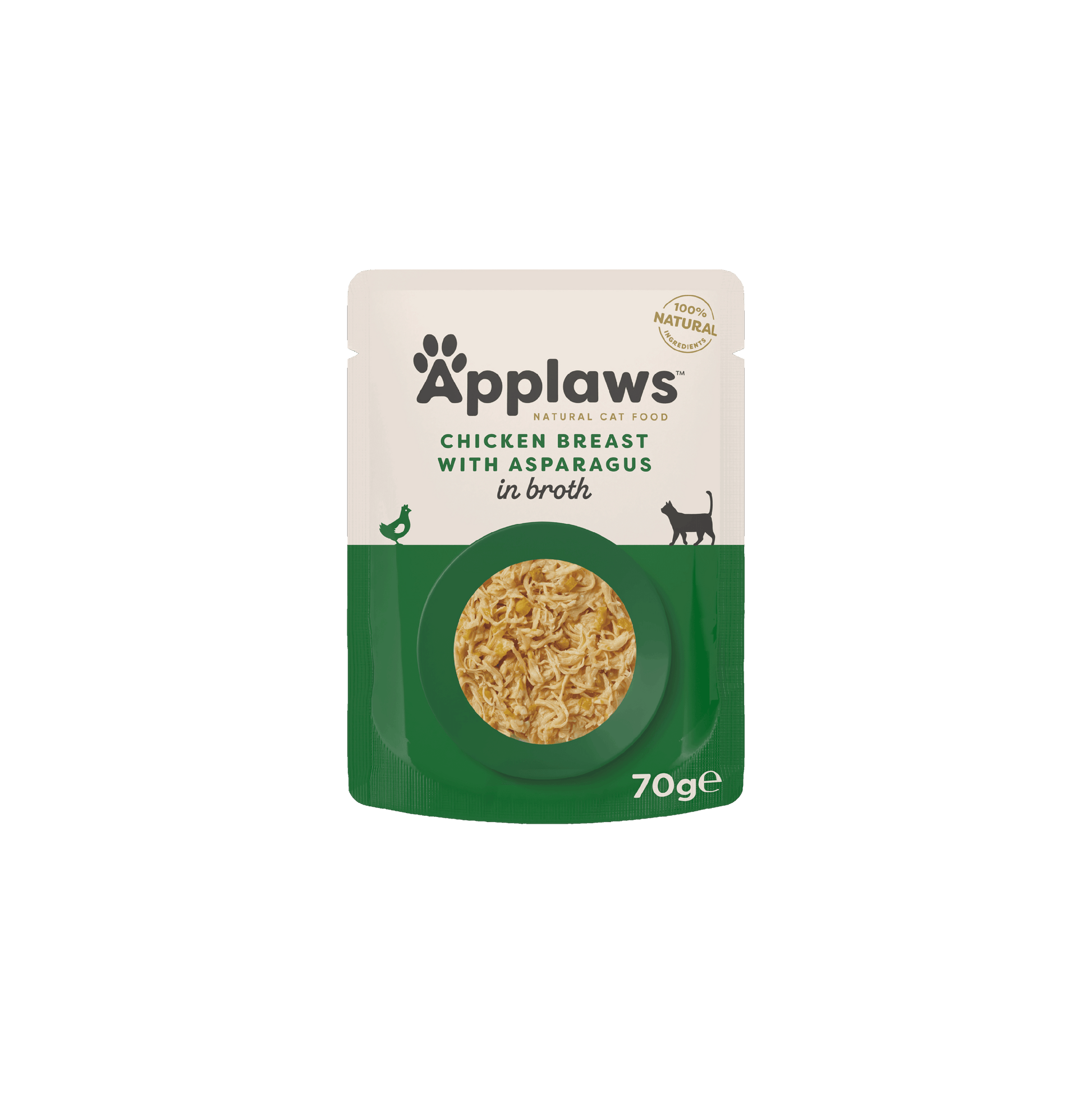 Applaws Chicken Breast with Asparagus in Broth Pouch 70g product packaging