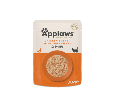 Applaws Chicken Breast with Tuna Fillet in Broth Pouch 70g