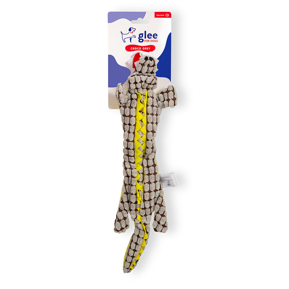 Glee Dog Toy Croco Grey Squeaky 45 x 6 x 2.5cm (Small)