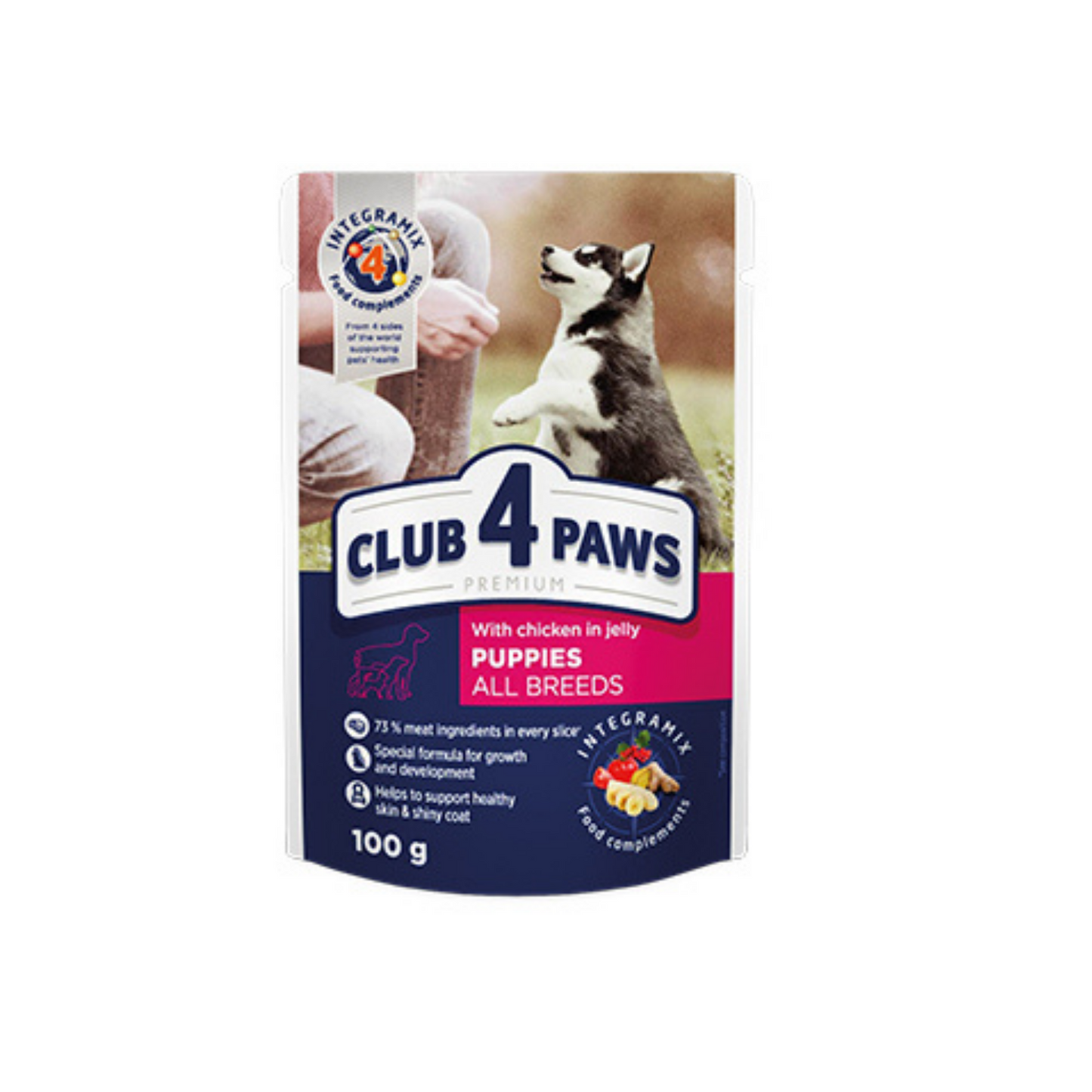 CLUB 4 PAWS Premium For Puppies Pouches "Chicken in Jelly" – 1 KG