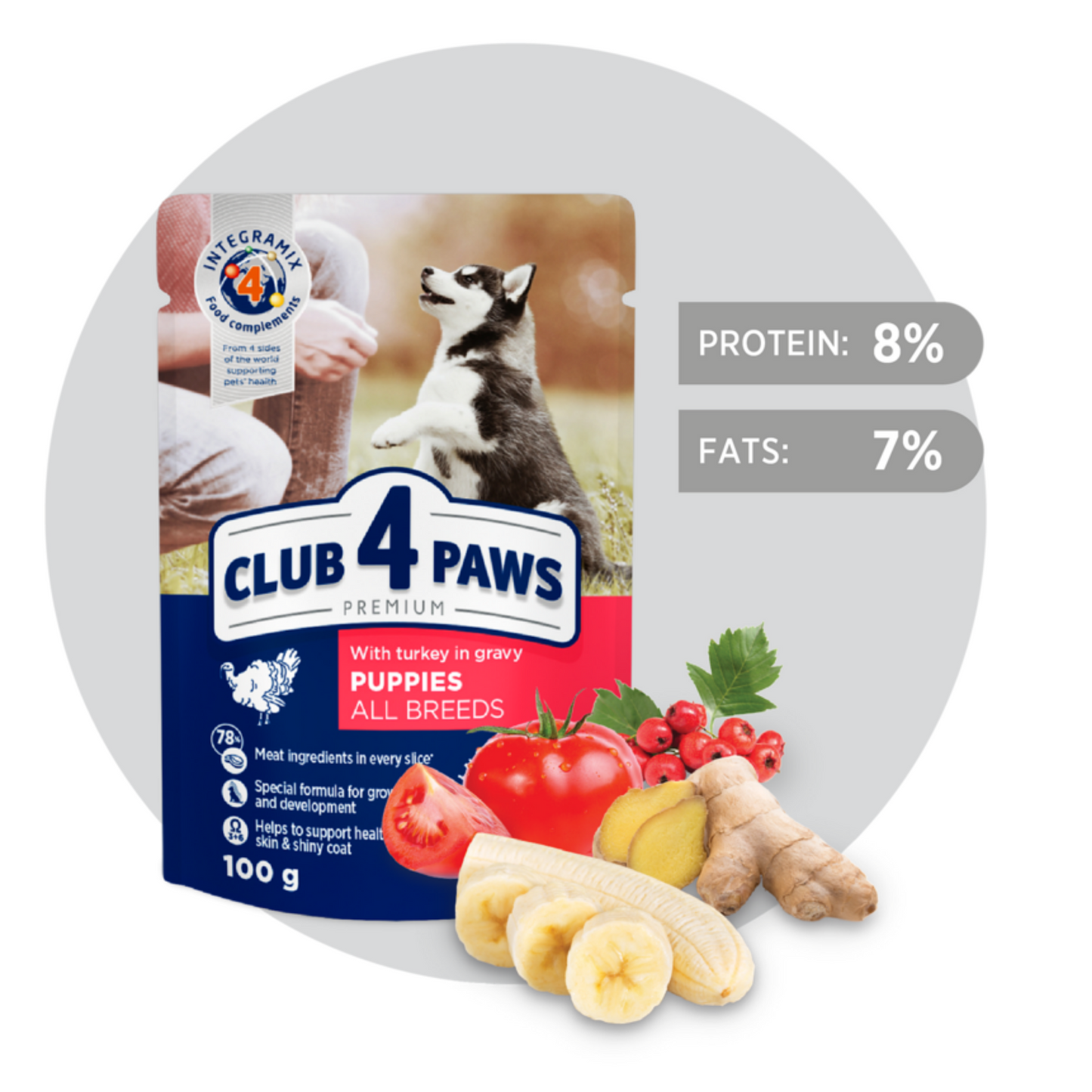 CLUB 4 PAWS Premium For Puppies Pouches "Turkey in Sauce" – 1 kg