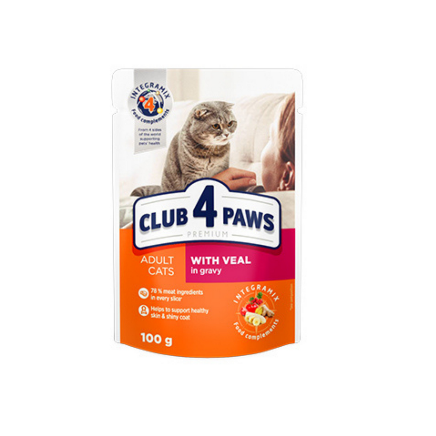 CLUB 4 PAWS Premium Pouches with Veal in Gravy – 1 kg