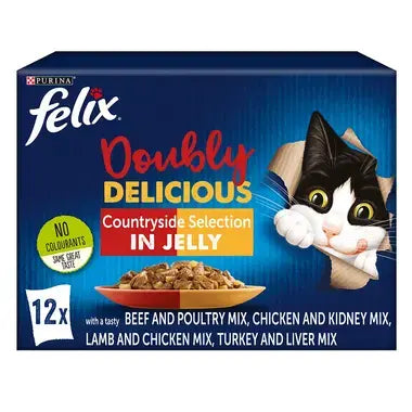 Felix Doubly Delicious Countryside Meaty Selection Wet Cat Food x12