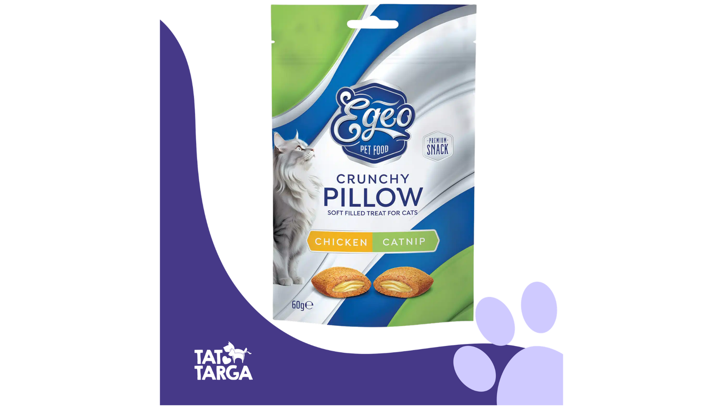 EGEO Premium Crunchy Pillow Snack With Chicken & Catnip Treat 60g