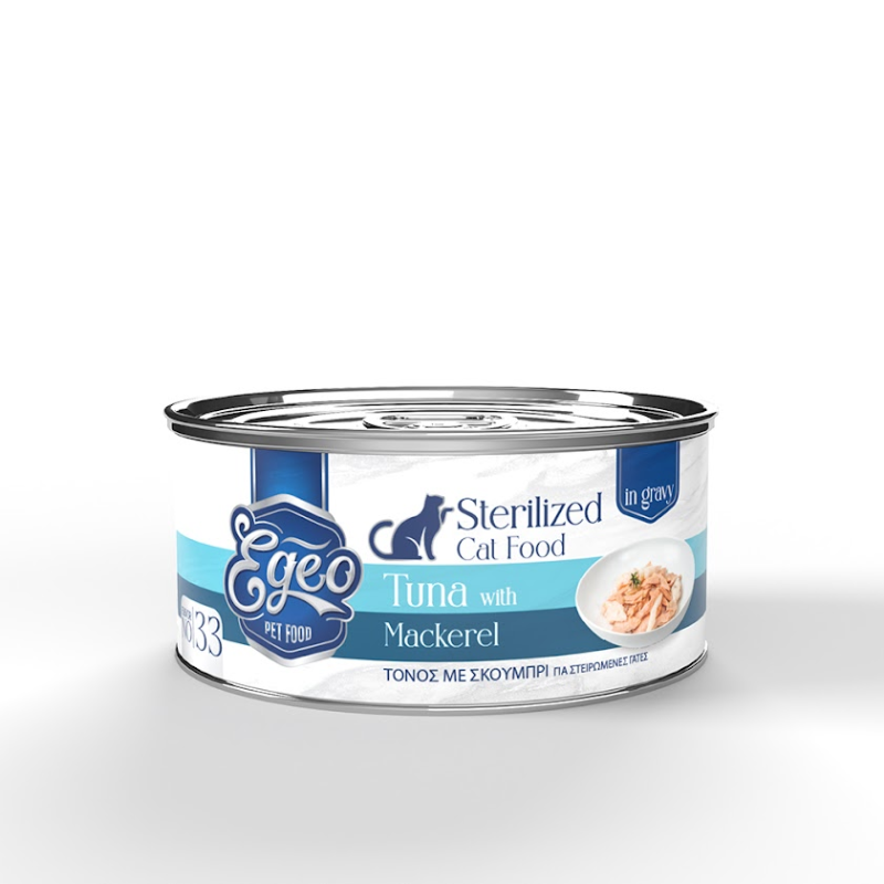 No.33 Egeo Sterilized Cat Adult Tuna with Mackerel in Gravy