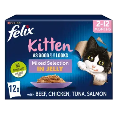 Felix As Good As It Looks Kitten Mixed Selection in Jelly Wet Cat Food x12