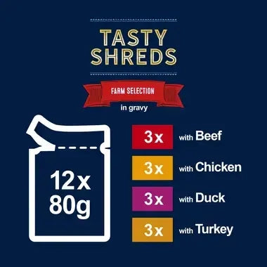Felix Tasty Shreds Farm Selection 12 x 80g