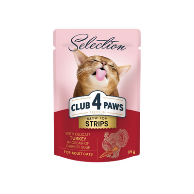 CLUB 4 PAWS Premium Strips with Turkey in cream of carrot soup