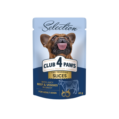 CLUB 4 PAWS Premium Plus "Slices with Beef and Veggies in Gravy" – 1 kg