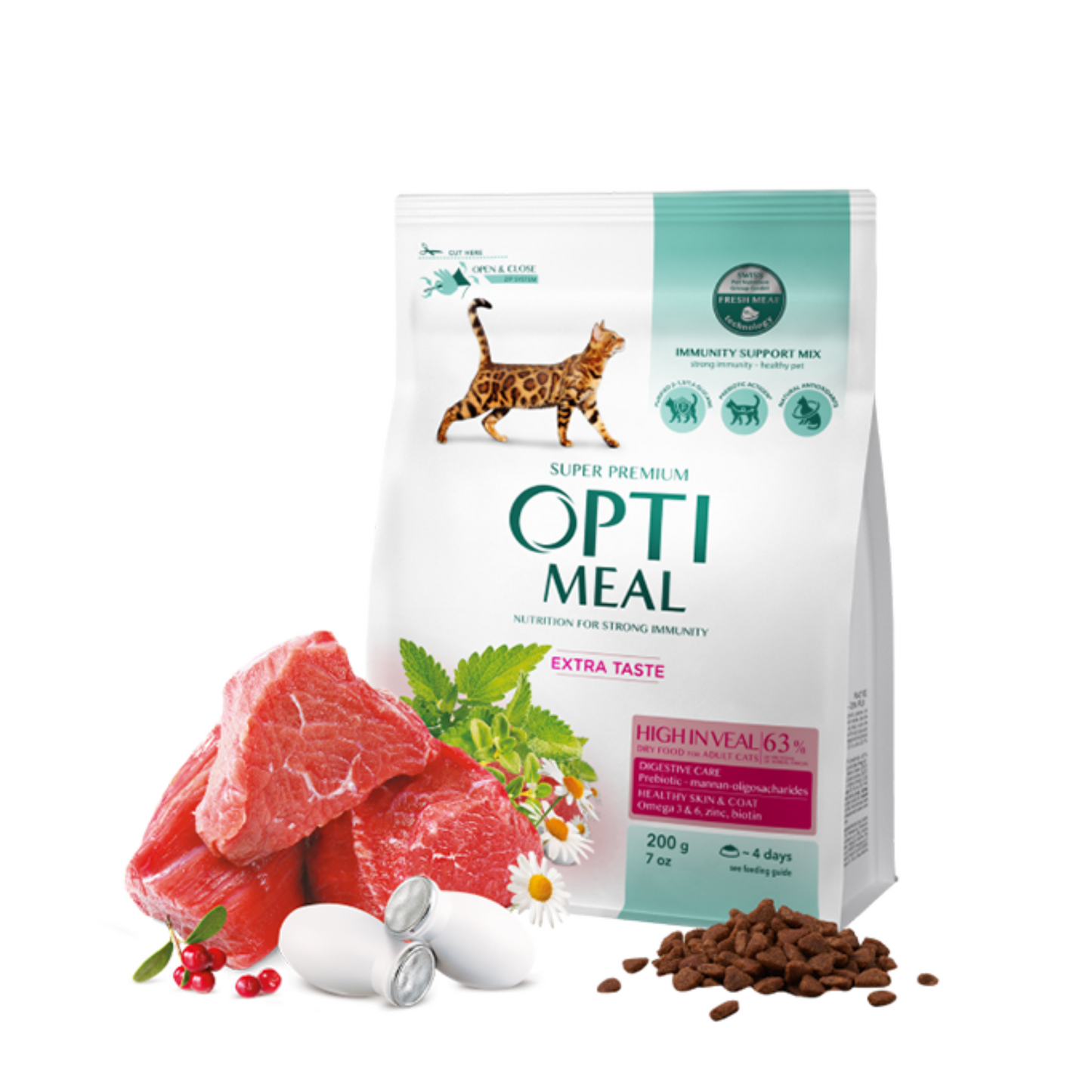 OPTIMEAL Dry Adult Cat Veal – 100 g