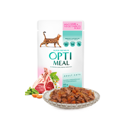 OPTIMEAL Pouches with Lamb & Veggies in Jelly – 7 g