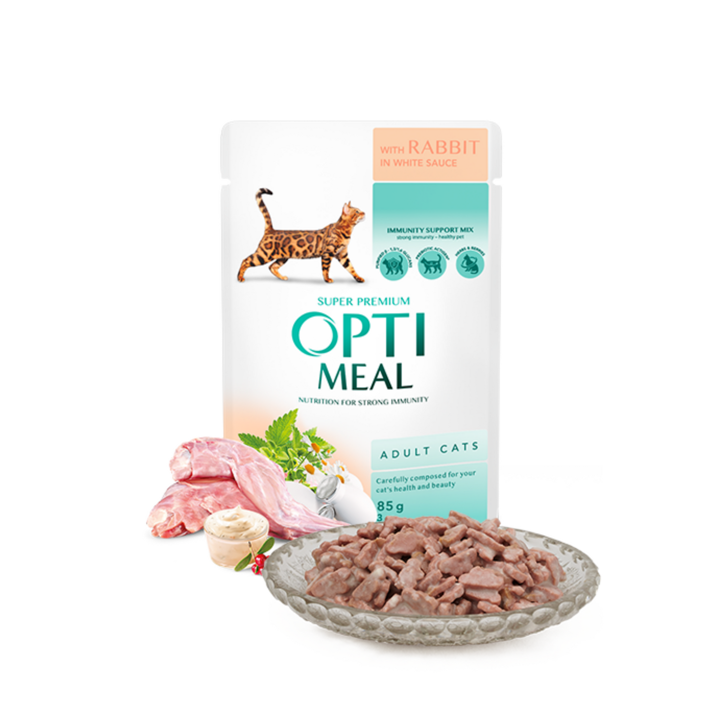 OPTIMEAL Pouches with Rabbit in White Sauce – 8 g