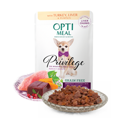 OPTIMEAL Privilege Pouches Turkey and Liver in Pumpkin jelly – 82 g