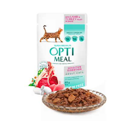 Optimeal Sensitive Digestion With Lamb And Turkey Fillet In Sauce Pouch – 23 g