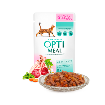 Optimeal Adult Cats With Lamb And Veggies In Jelly Pouch – 7 g