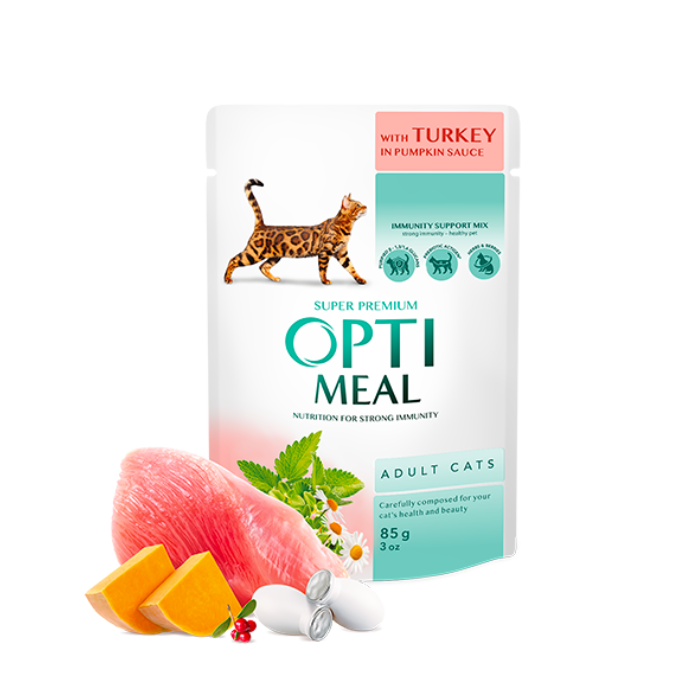 Optimeal Adult Cats With Turkey In Pumpkin Sauce Pouch
