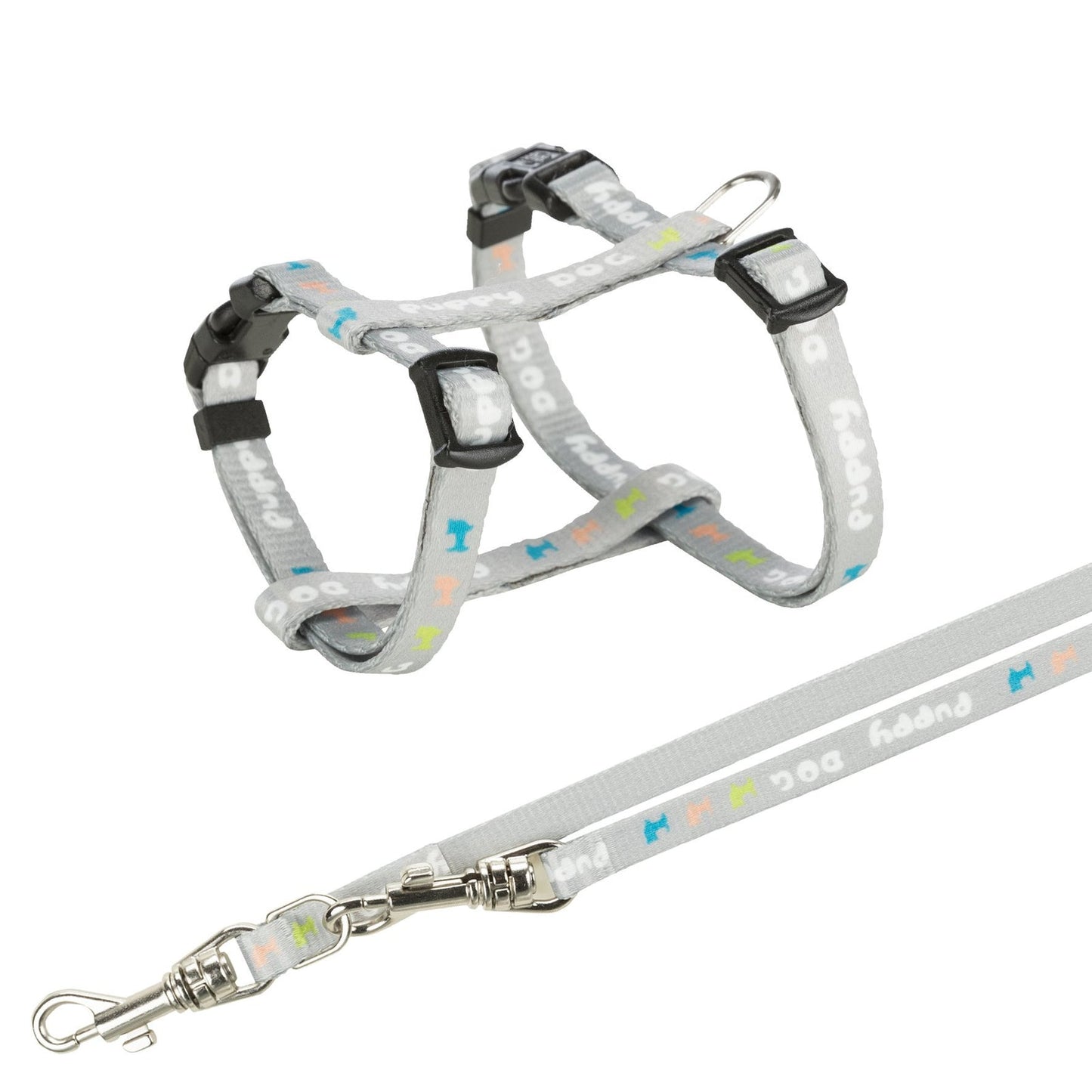 Trixie Junior puppy harness with leash, 2334 cm/8 mm, 2.00 m, light grey