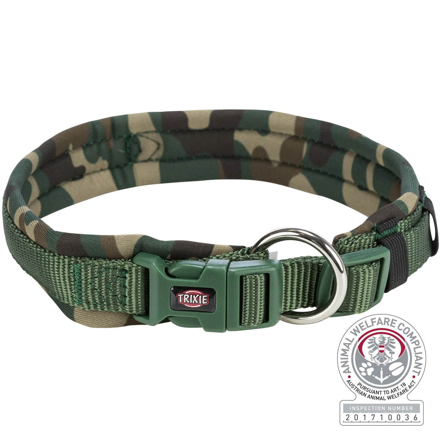 Trixie Premium collar extra wide neoprene padding, XS-S: 27-35 cm/10 mm, camouflage/forest green