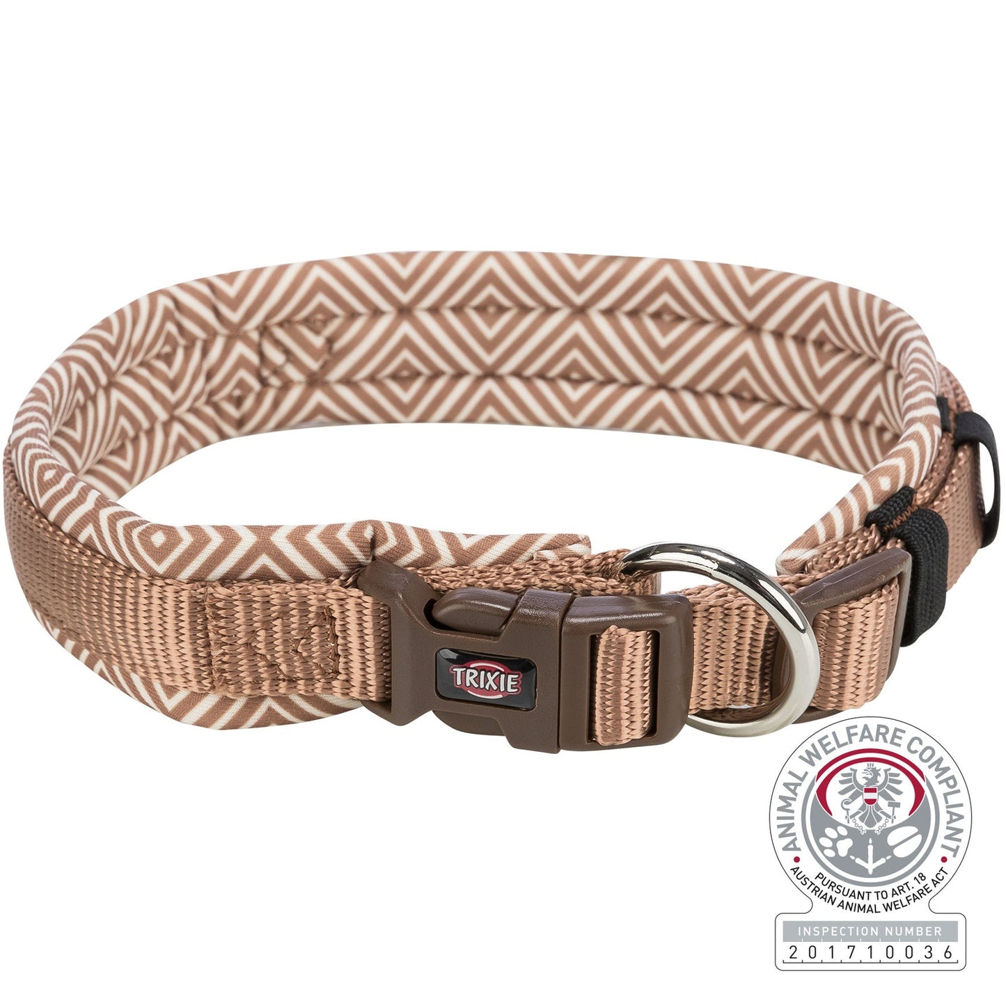 Trixie Premium collar extra wide neoprene padding, XS-S: 27-35 cm/10 mm, boho diamond/caramel