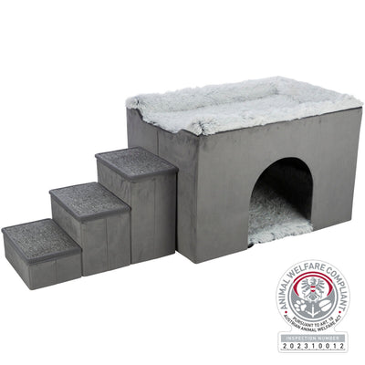 Trixie Harvey cave with steps, 154 Ç? 60 Ç? 60 cm, grey/white-black