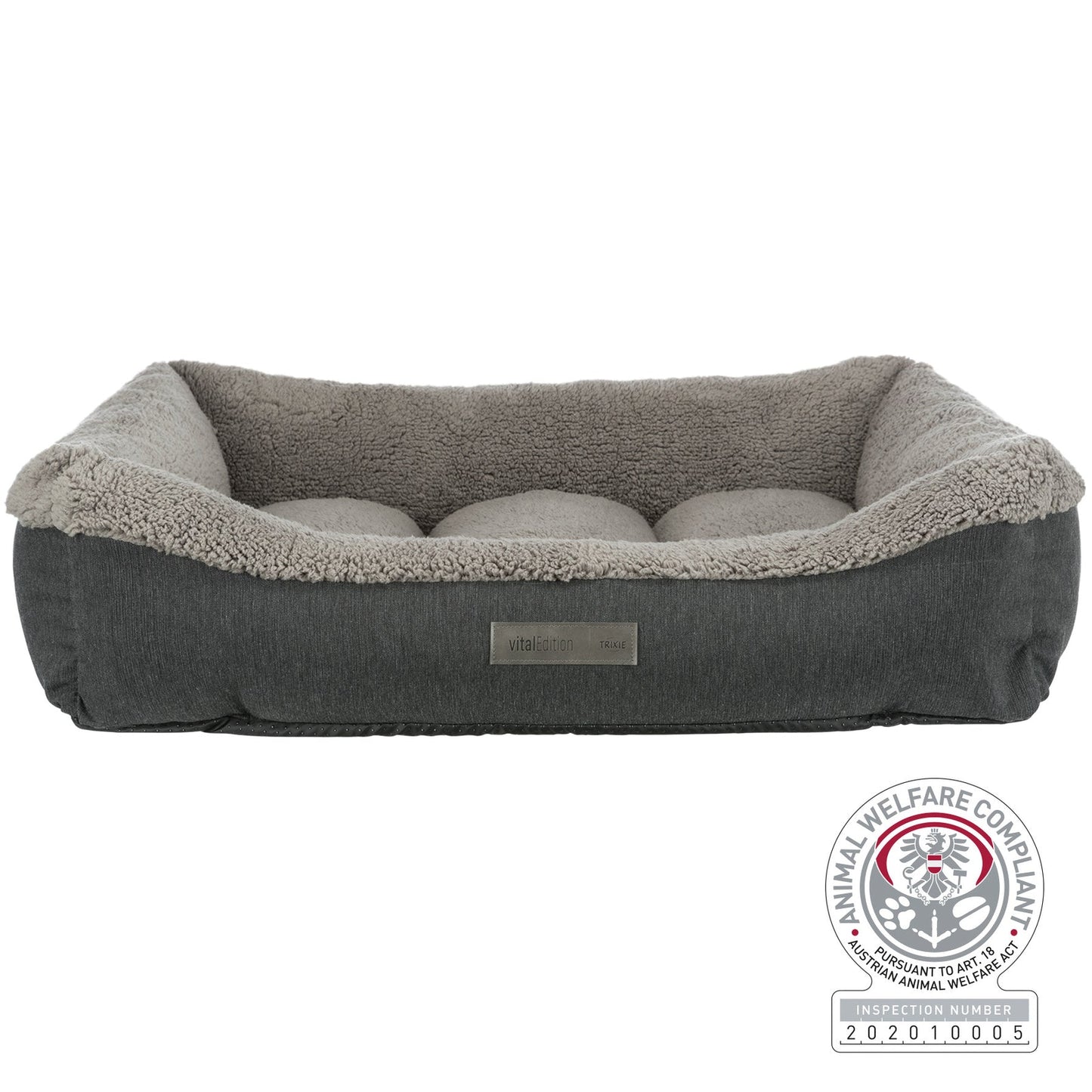 Trixie Bendson vital bed, square, 90 x 60 cm, dark grey/light grey