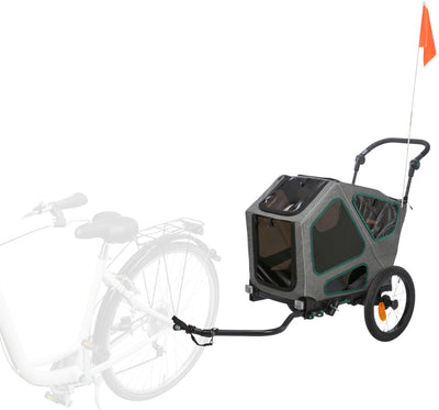 Trixie Bicycle trailer, S: 64 Ç? 92 Ç? 80/130 cm, grey/sage