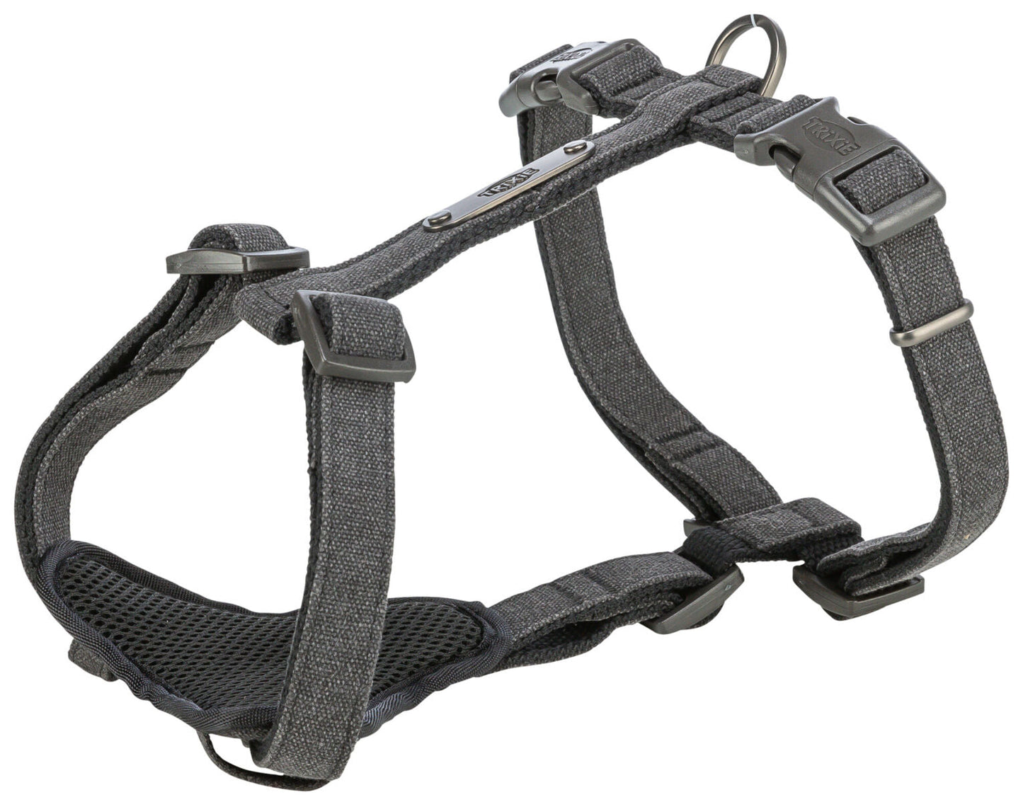 Trixie CityStyle H-harness, cotton, S–M: 42–60 cm/15 mm, black
