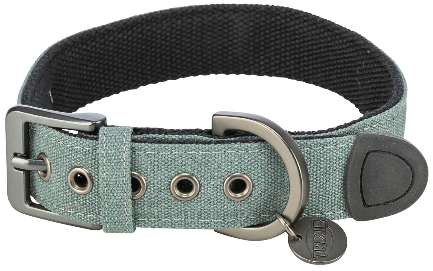 Trixie CityStyle Collar, extra wide, cotton, S–M: 30–37 cm/25 mm, sage
