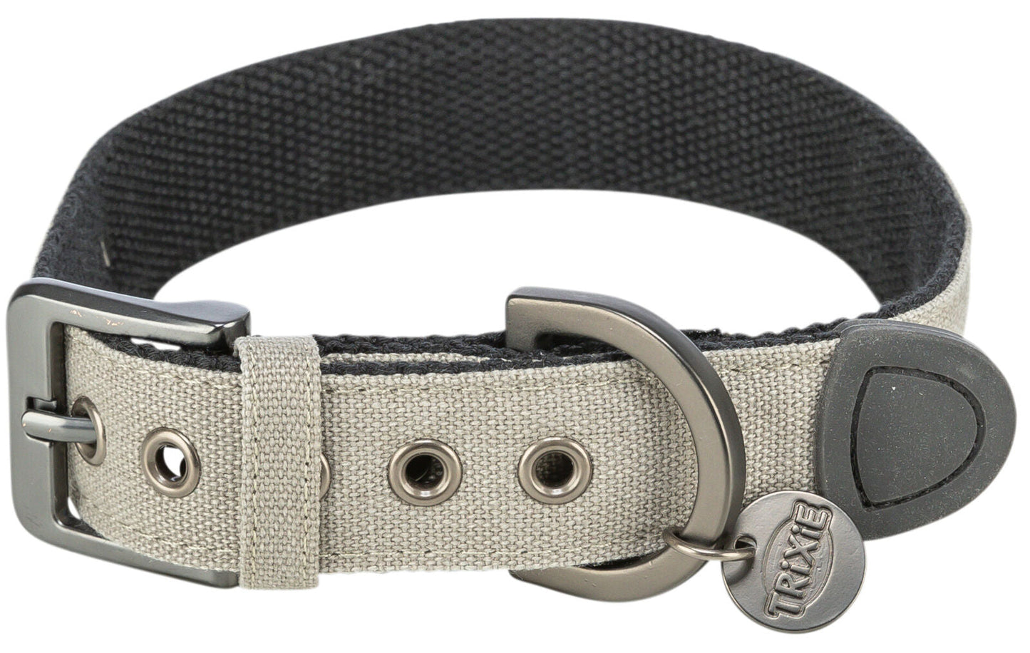 Trixie CityStyle Collar, extra wide, cotton, S–M: 30–37 cm/25 mm, light grey