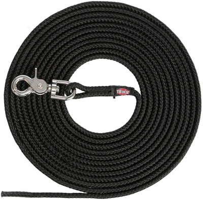 Trixie Tracking lead, trigger snap hook, round, SÆ’??L: 10 m/Ã‡Ã· 6 mm, black