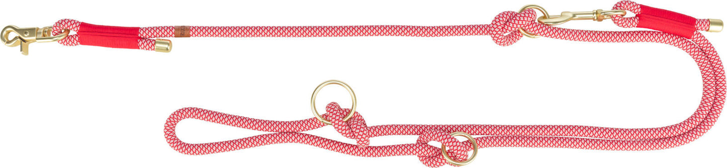 Trixie Soft Rope adjustable lead, XS–S: 2.00 m/diam 6 mm, red/cream