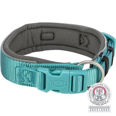 Trixie Premium collar, extra wide, Mâ€“L: 40â€“48 cm/40 mm, aqua/graphite