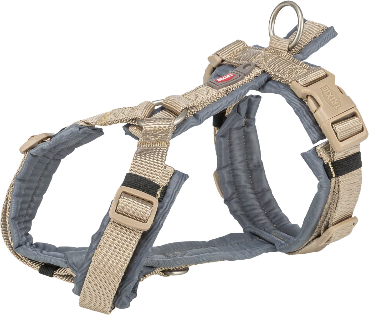 Trixie Premium trekking harness, M: 53–64 cm/20 mm, sand/graphite