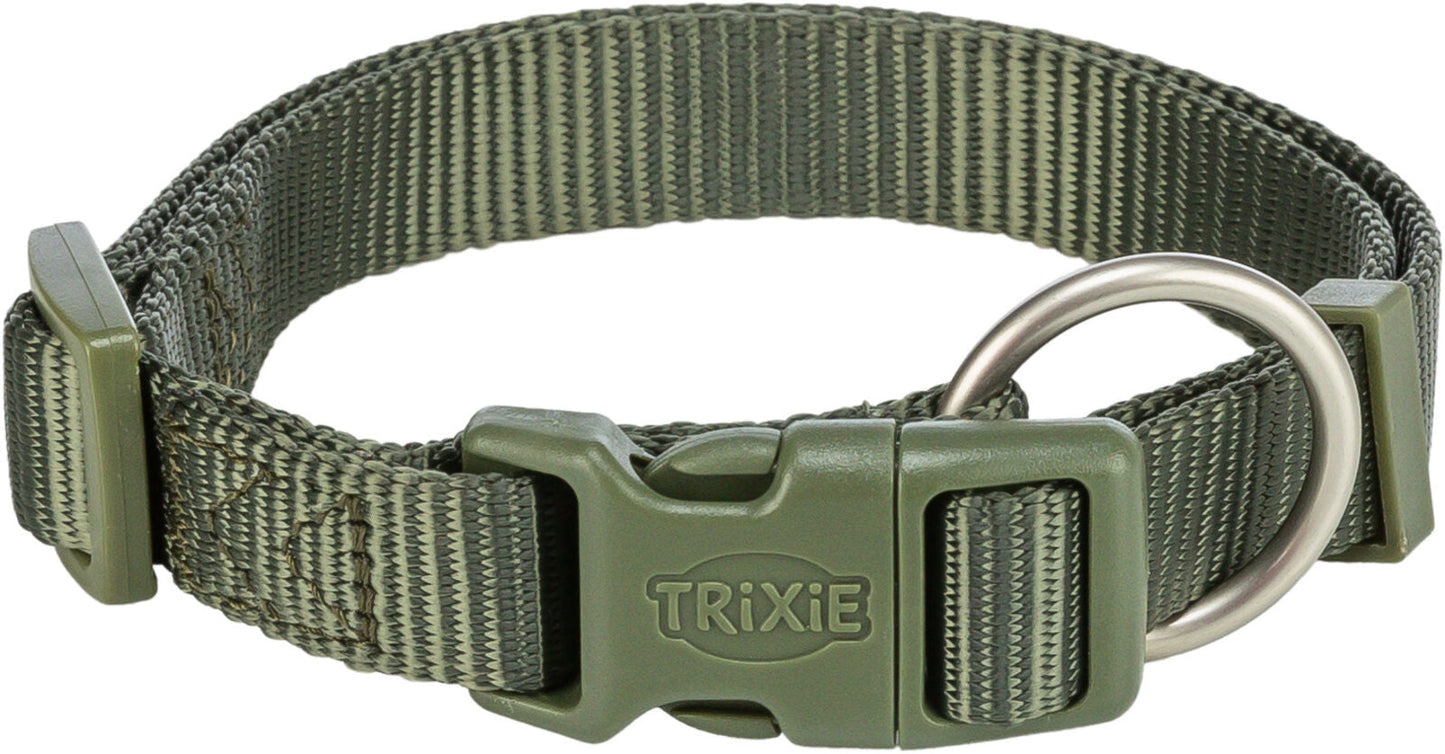 Trixie Premium collar, XXSâ€“XS: 15â€“25 cm/10 mm, olive green