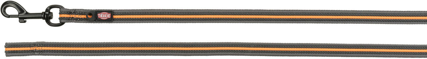 Trixie Fusion tracking leash, rubberised, M-XL: 3 m/17 mm, graphite/papaya