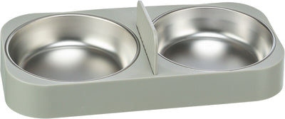 Trixie Double bowl, plastic/stainless steel for #24347, 0.5 l/32 x 5 x 16 cm, white
