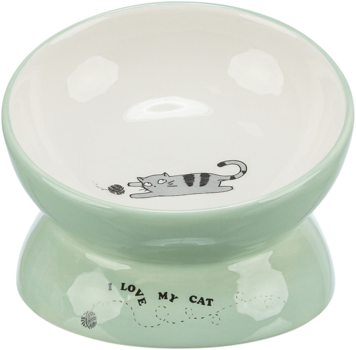 Trixie Bowl, elevated, ceramic, 0.15 l/diam 13 cm, sage/white