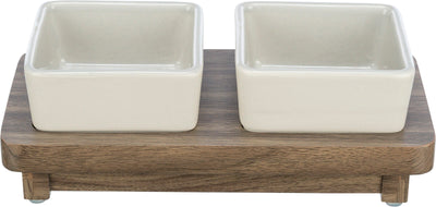 Trixie CityStyle bowl set, ceramic/MDF, 2 Ç? 0.2 l/10 Ç? 10 cm/24 Ç? 4 Ç? 12 cm, grey/brown