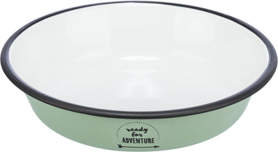 Trixie Bowl flat enamel/stainless steel, 0.2 l/ 12 cm, green