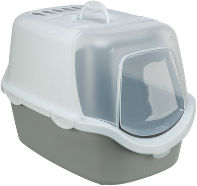 Trixie Vico Open Top cat litter tray, with hood, 40 x 40 x 56 cm, light grey/white