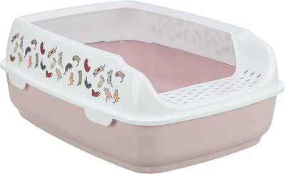 Trixie Delio cat litter tray, with rim, printed, 38 x 20 x 50 cm, light lilac/white