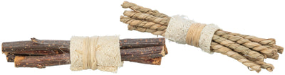 Trixie Set Sticks with loofah, wood/sea grass, 2 pcs., 10 x 3 cm