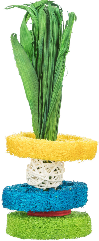 Trixie Luffa rings with rattan ball and wooden plate, 6 X 20 cm