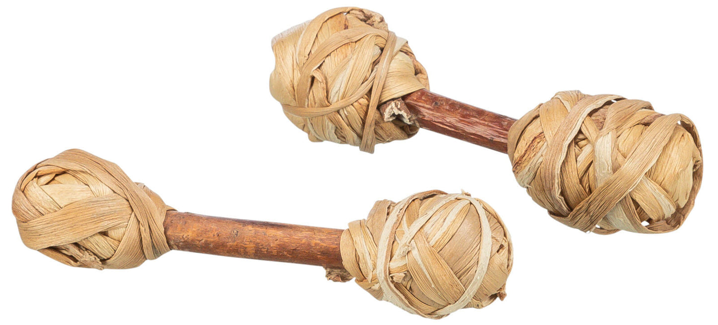 Trixie Set of dumbbells, bark wood/grass, 2 pcs., 9 x 2 cm