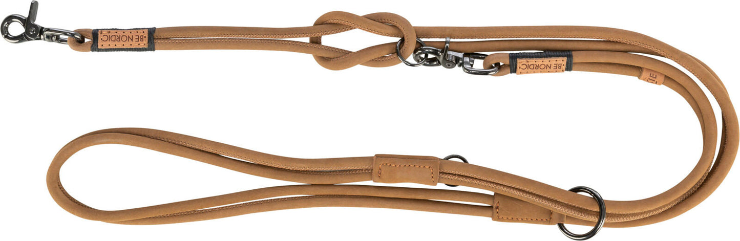 Trixie BE NORDIC adjustable lead, leather, XS-L: 2 m/Ã‡Ã· 8 mm, brown