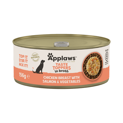 Applaws Taste Toppers Chicken Breast with Salmon & Vegetables in Broth 156g