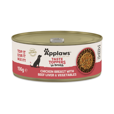 Applaws Taste Toppers Chicken Breast with Beef Liver & Vegetables in Broth 156g