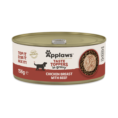 Applaws Taste Toppers Chicken Breast with Beef in Gravy 156g