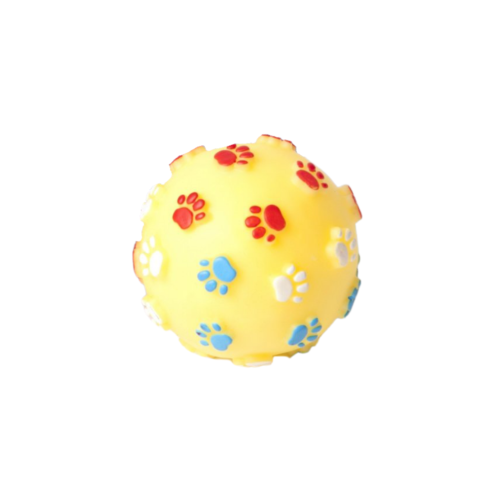 Dingo Squeaky Yellow Ball with Paws